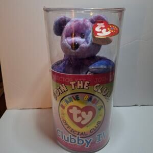 Vintage TY Beanie Baby Clubby IV (2001) Retired Collectible Plush Tags & Case